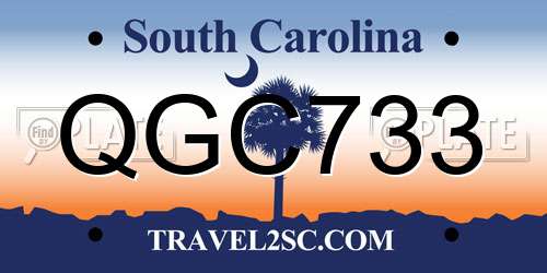 QGC733 South Carolina License Plate