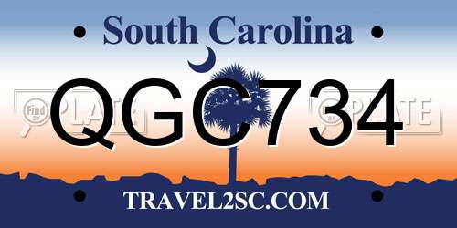 QGC734 South Carolina License Plate