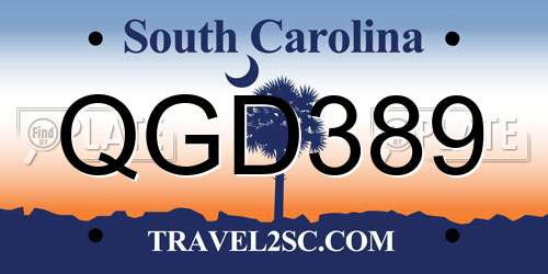 QGD389 South Carolina License Plate