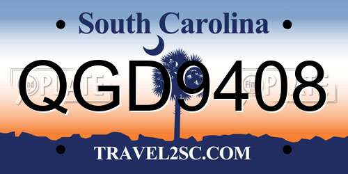 QGD9408 South Carolina License Plate