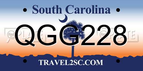 QGG228 South Carolina License Plate