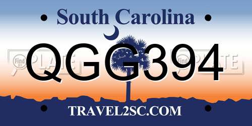 QGG394 South Carolina License Plate