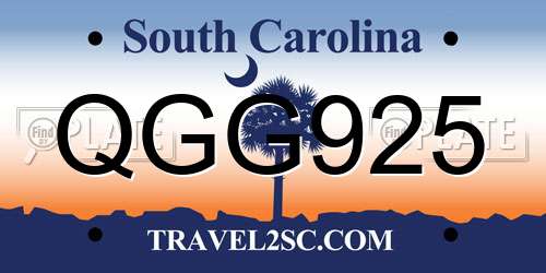 QGG925 South Carolina License Plate