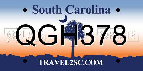 QGH378 South Carolina License Plate