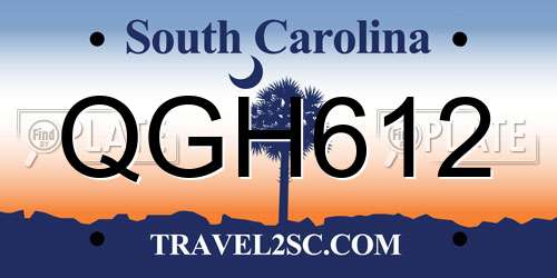 QGH612 South Carolina License Plate