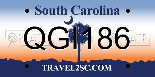 QGI186 South Carolina License Plate
