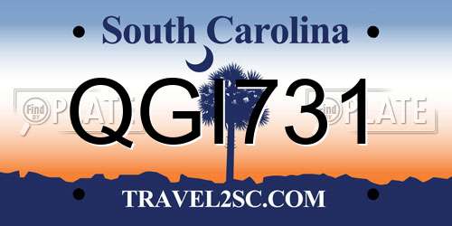 QGI731 South Carolina License Plate