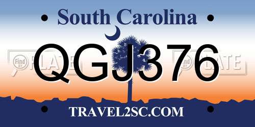 QGJ376 South Carolina License Plate