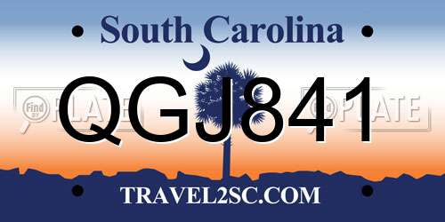 QGJ841 South Carolina License Plate