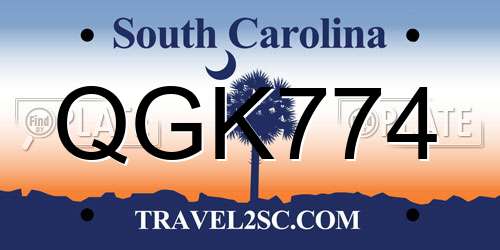 QGK774 South Carolina License Plate