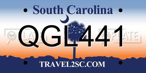 QGL441 South Carolina License Plate