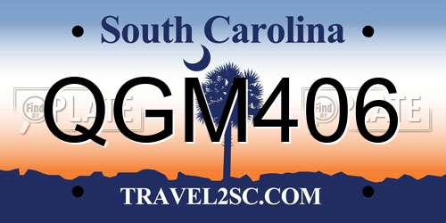 QGM406 South Carolina License Plate