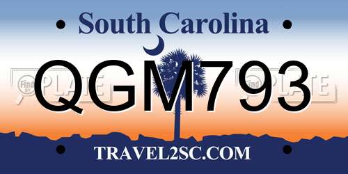 QGM793 South Carolina License Plate