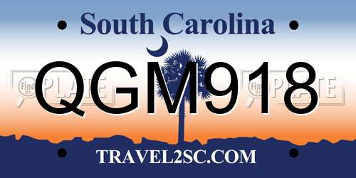 QGM918 South Carolina License Plate