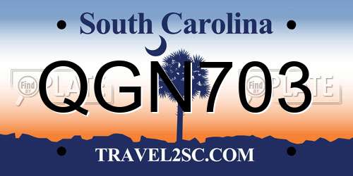 QGN703 South Carolina License Plate