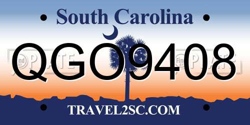 QGO9408 South Carolina License Plate