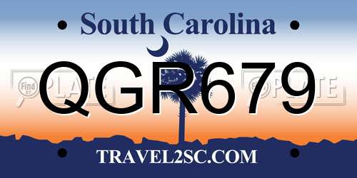 QGR679 South Carolina License Plate