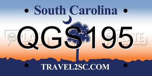 QGS195 South Carolina License Plate