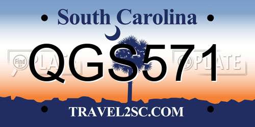 QGS571 South Carolina License Plate