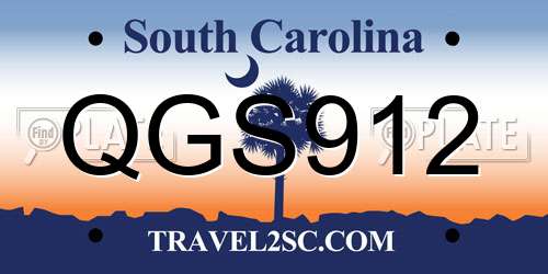 QGS912 South Carolina License Plate
