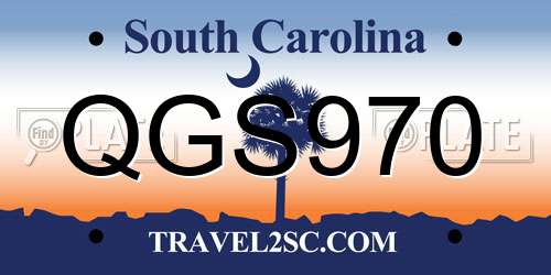 QGS970 South Carolina License Plate