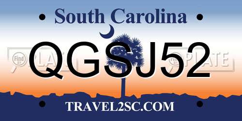 QGSJ52 South Carolina License Plate