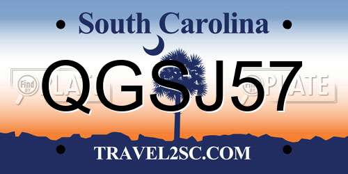 QGSJ57 South Carolina License Plate