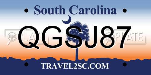 QGSJ87 South Carolina License Plate