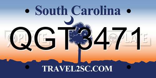 QGT3471 South Carolina License Plate