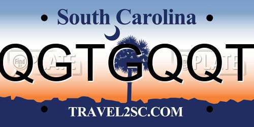 QGTGQQT South Carolina License Plate