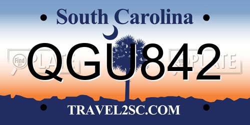 QGU842 South Carolina License Plate