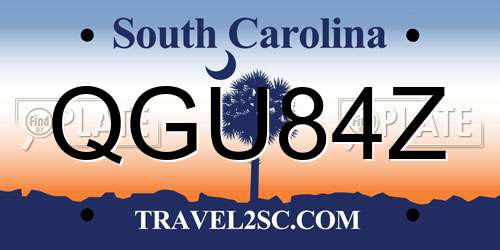 QGU84Z South Carolina License Plate