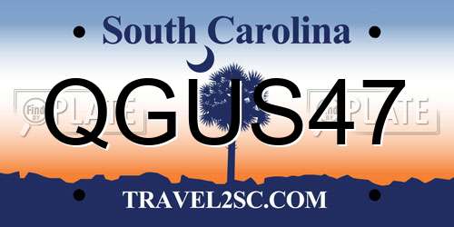 QGUS47 South Carolina License Plate