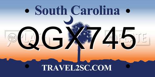 QGX745 South Carolina License Plate