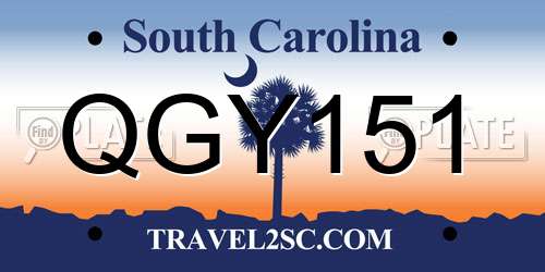 QGY151 South Carolina License Plate