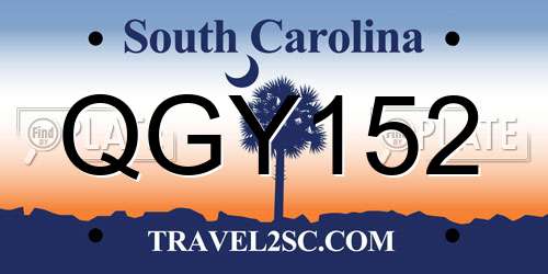 QGY152 South Carolina License Plate