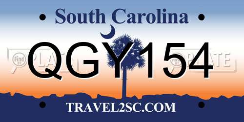 QGY154 South Carolina License Plate