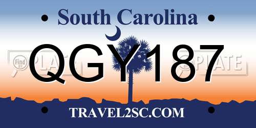 QGY187 South Carolina License Plate
