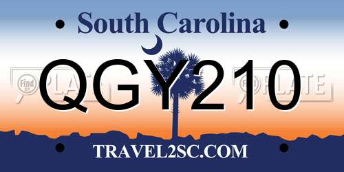 QGY210 South Carolina License Plate