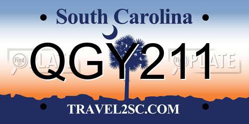 QGY211 South Carolina License Plate