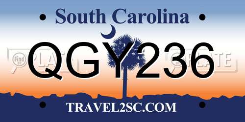 QGY236 South Carolina License Plate