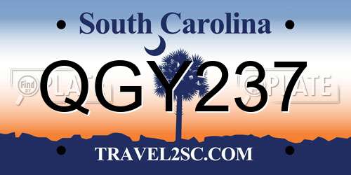 QGY237 South Carolina License Plate