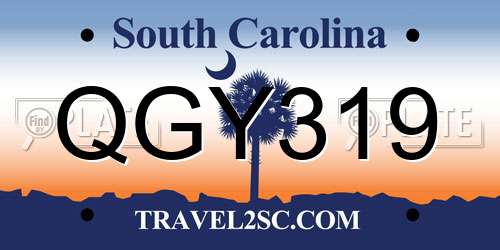 QGY319 South Carolina License Plate