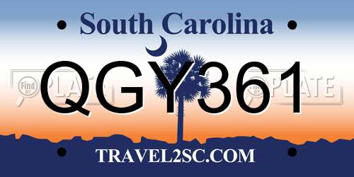 QGY361 South Carolina License Plate
