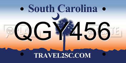QGY456 South Carolina License Plate