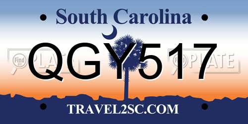QGY517 South Carolina License Plate