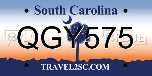 QGY575 South Carolina License Plate
