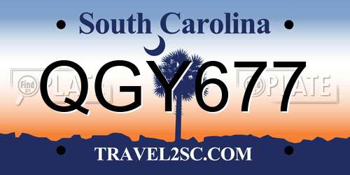 QGY677 South Carolina License Plate
