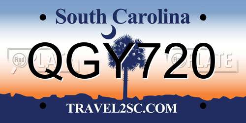 QGY720 South Carolina License Plate