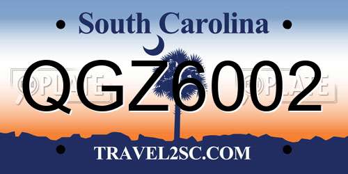 QGZ6002 South Carolina License Plate